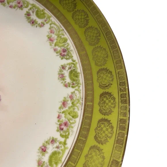 Wine Maiden Victoria Carlsbad Austria 12” Bacchante Kaufmann Bowl Green Gold Lg - Picture 4 of 10